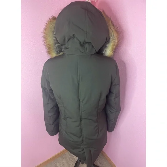 🧥Sam Edelman Olive Winter Coat with Faux Fur 🧥 - Picture 4 of 15